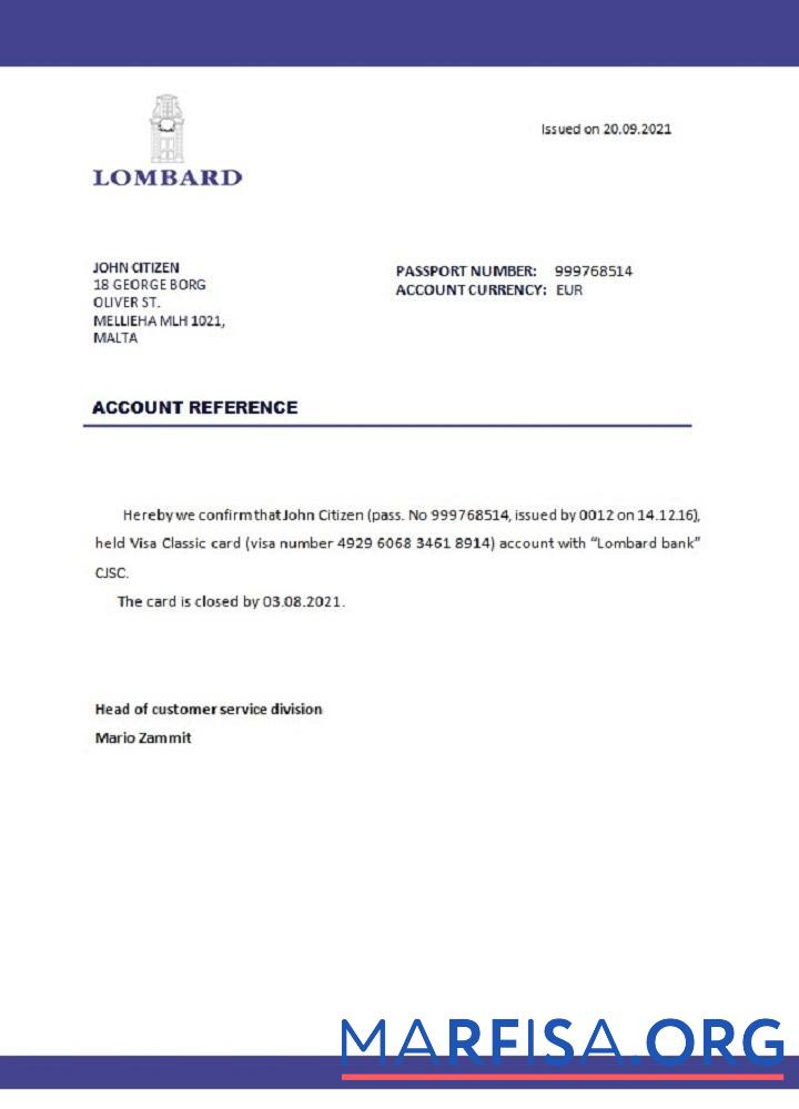 Blank Malta Lombard Bank closure reference real example